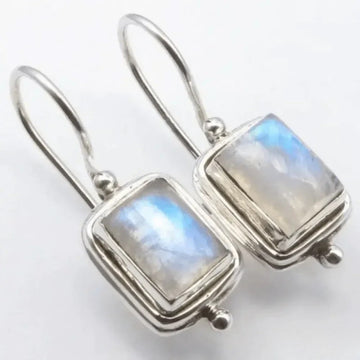 Retro Moonstone Square Earrings