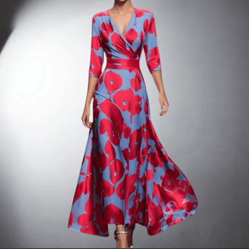MARIBELLE – CLASSIC FLORAL V-NECK MAXI DRESS
